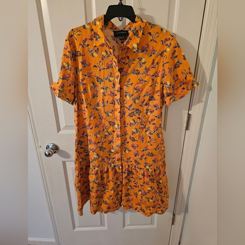 Donna Morgan Collared High Neck Button Down Folded Short Sleeve Plus Size 18
